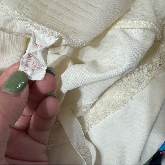 Vintage White Lace Pleated Trim Slip Dress - Picture 7 of 8